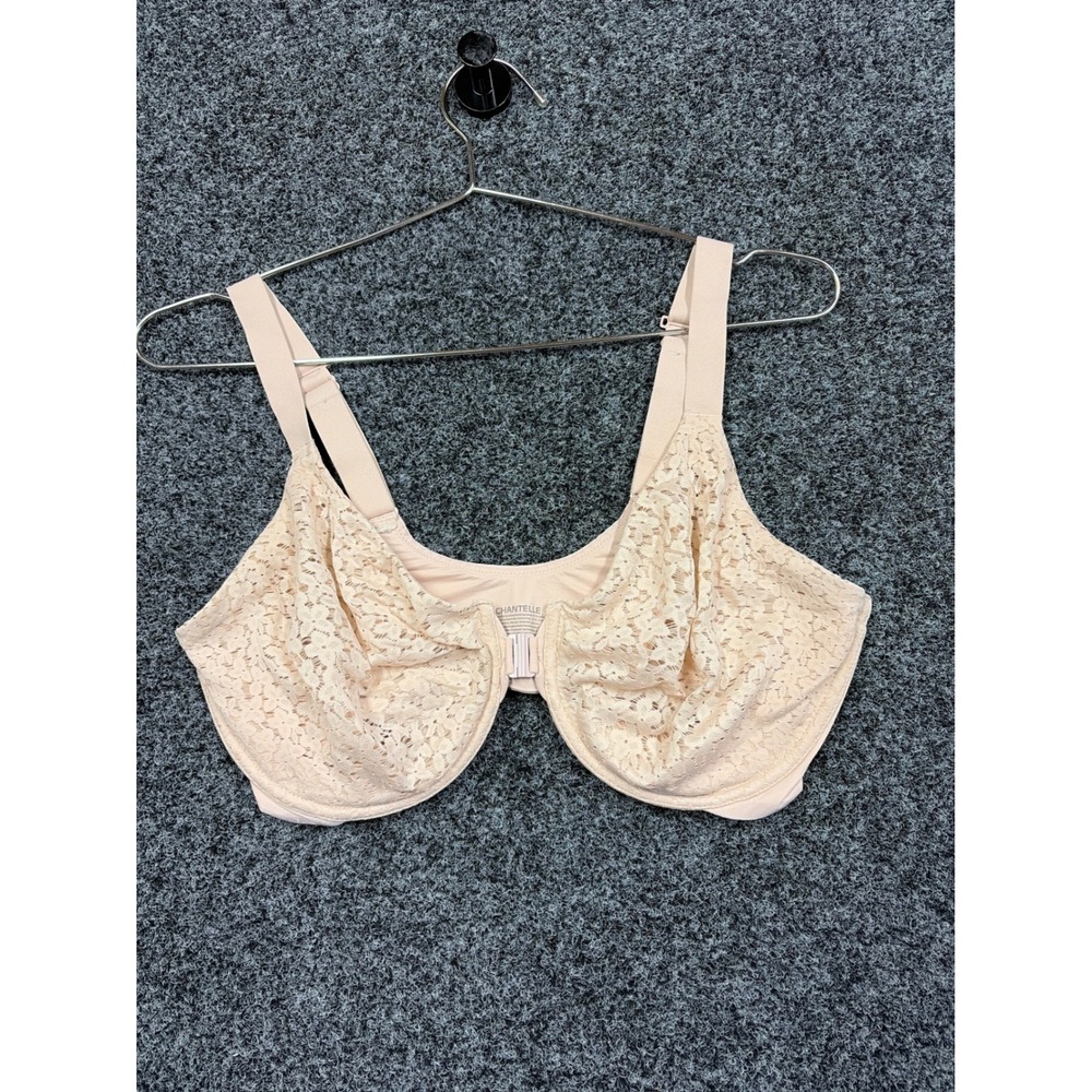 Chantelle Bra Womens 38DD Peach Lace Front-Close Underwire 13F6 Lingerie SEO